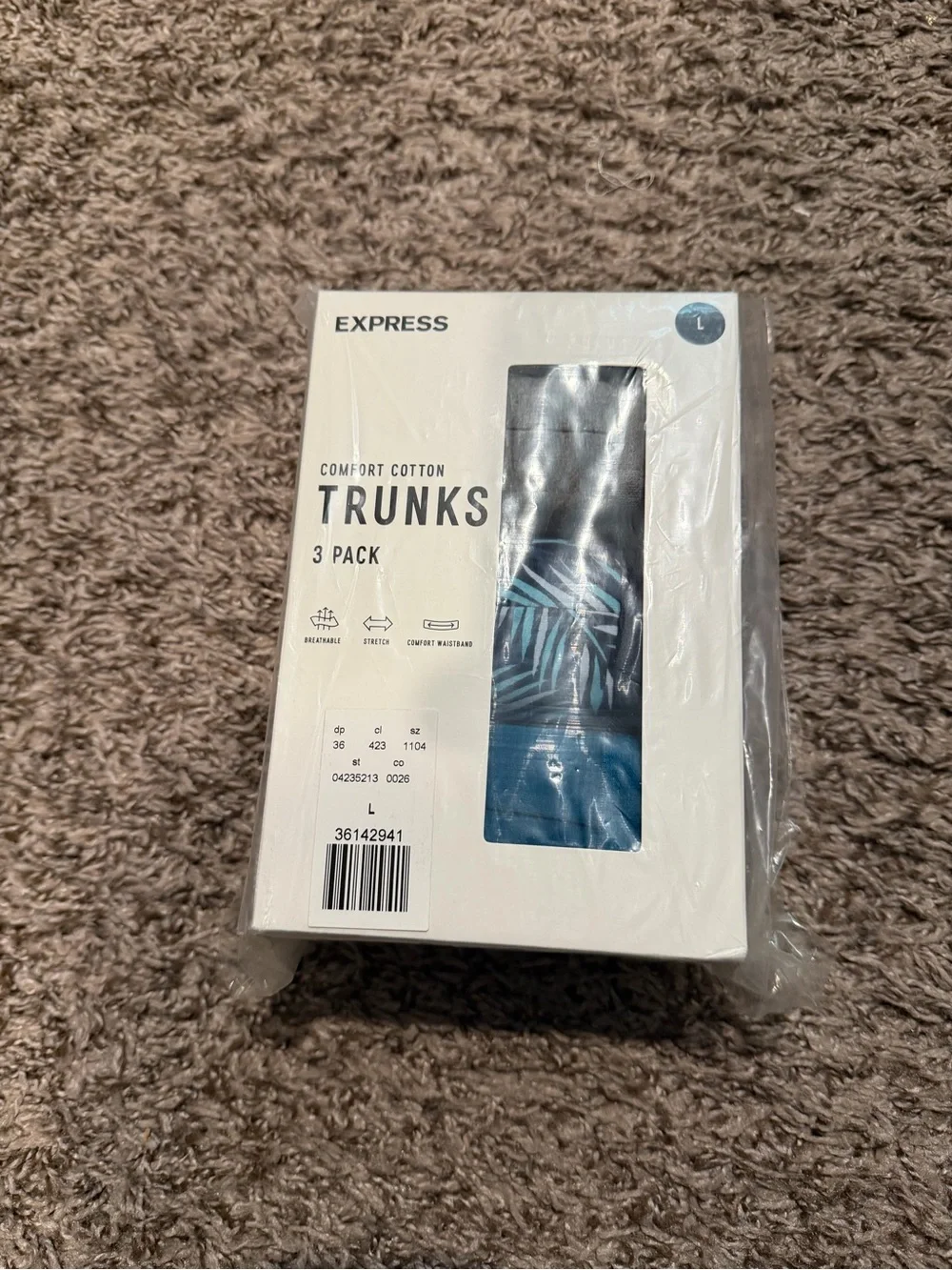 Express 3-Pack Comfort Cotton Trunks - Blue & Gray
